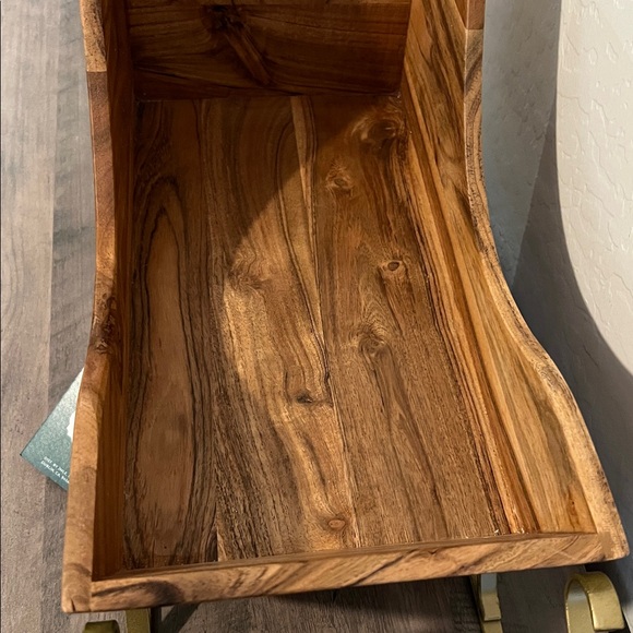 NEW Wooden Santa Sleigh with Gold Metal Accents Made in India Evergreen Grove - Picture 15 of 15